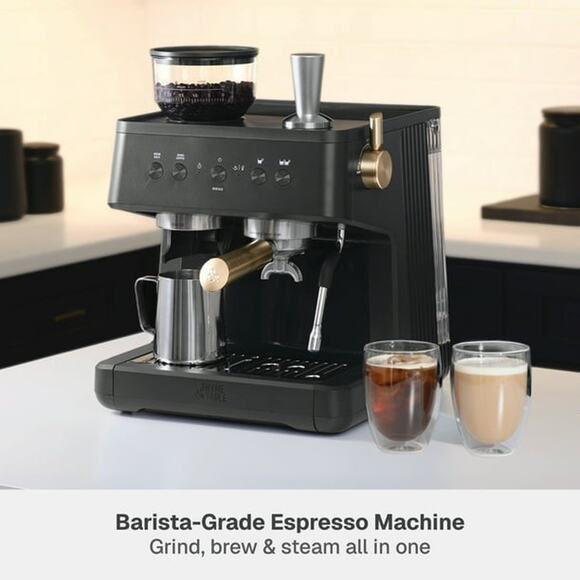 Thyme & Table Barista Grade Espresso Machine, 15-Bar Pressure, Grinder and Wand - Picture 2 of 7